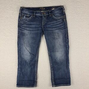 Silver Jeans Womens 30 Aiko Capri Dark Wash Blue